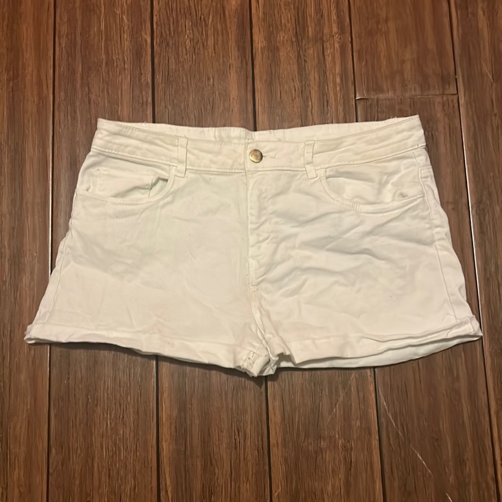 White jean shorts